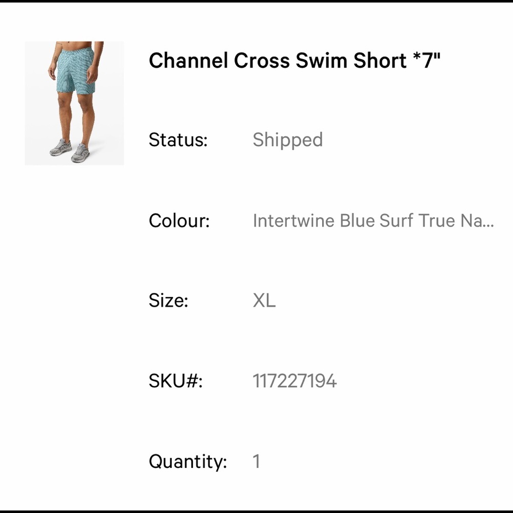 Lululemon Chanel Cross 7inch swim trunk